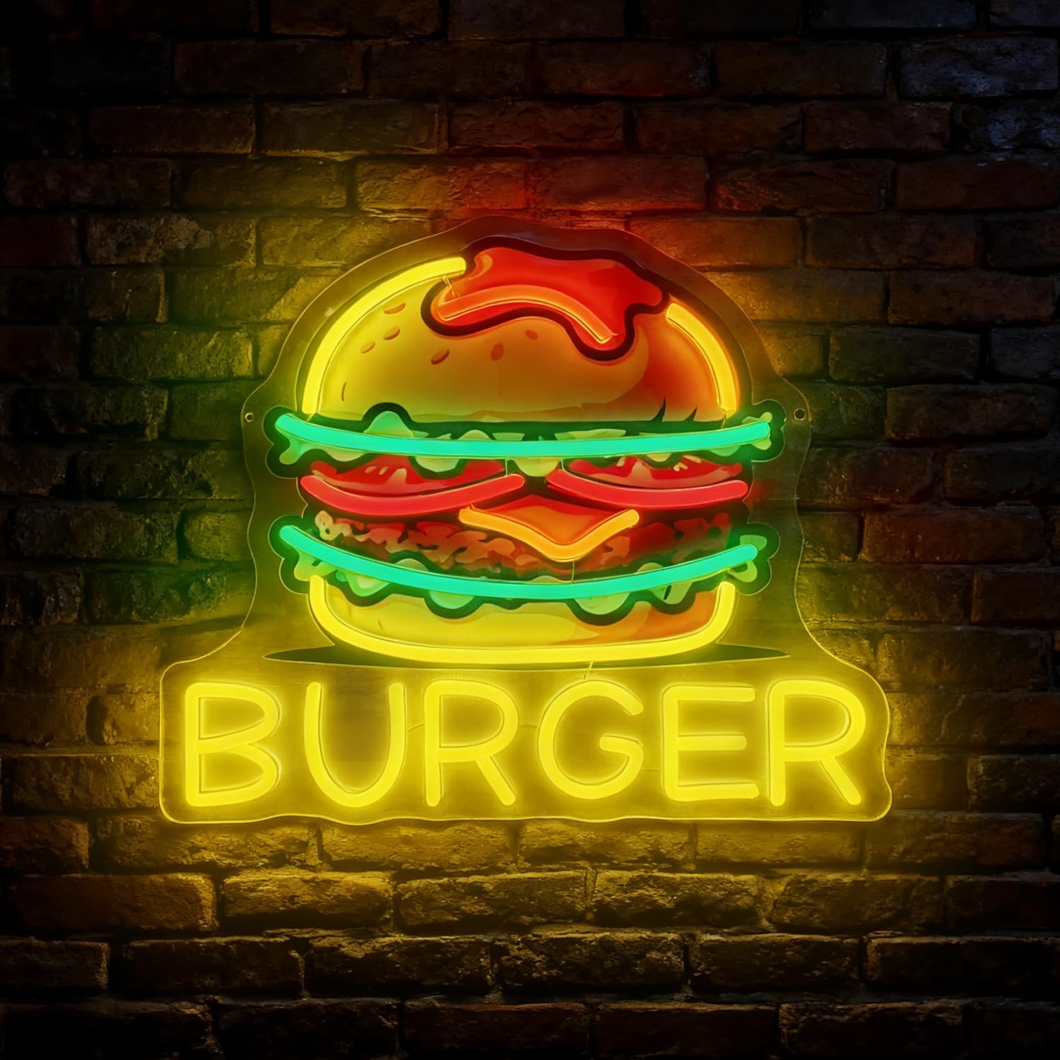 Food Snacks Restaurant - Burger Neon Sign, LED Hamburger Signs