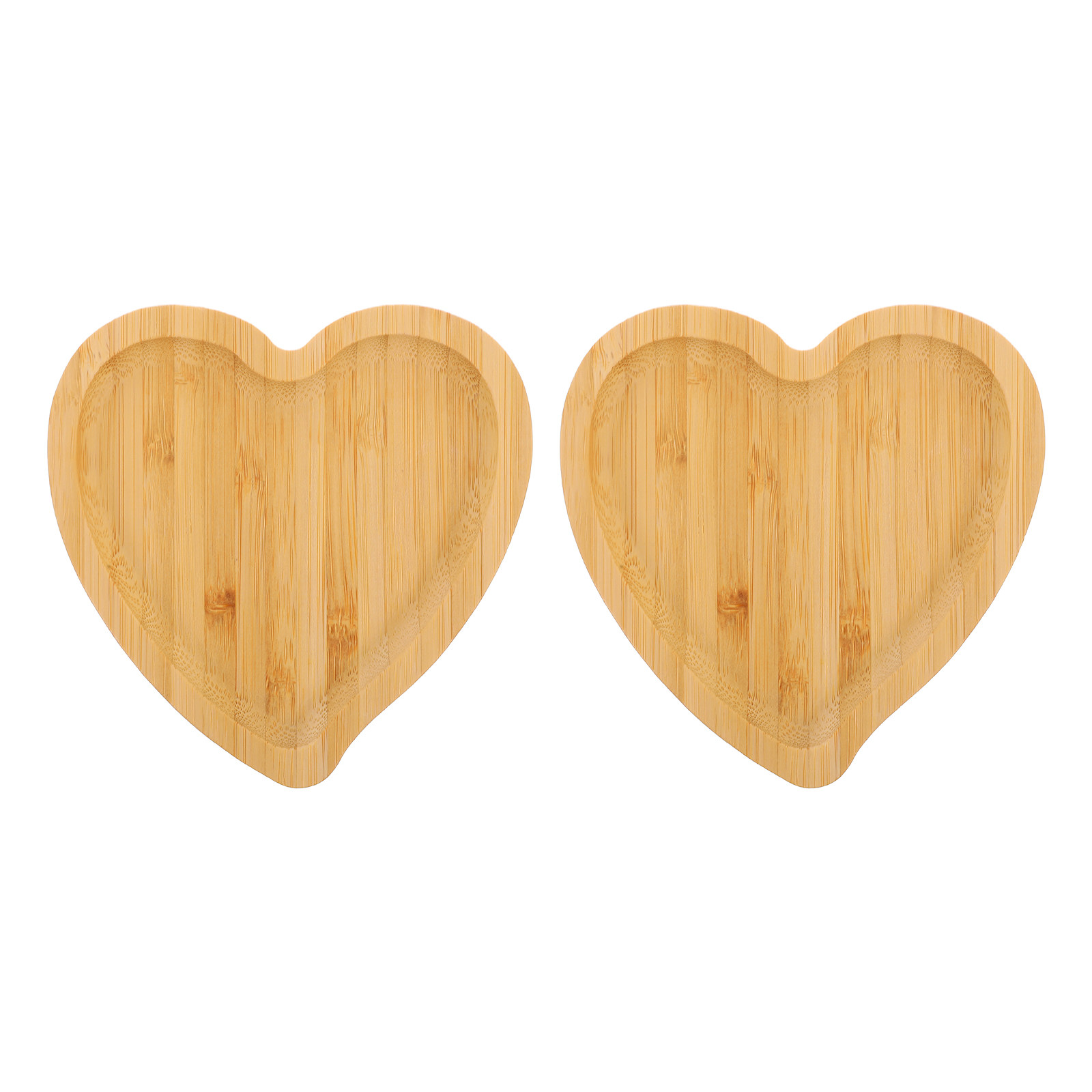 Food Snacks Restaurant - 2Pcs Bamboo Wooden Heart Shaped Tray