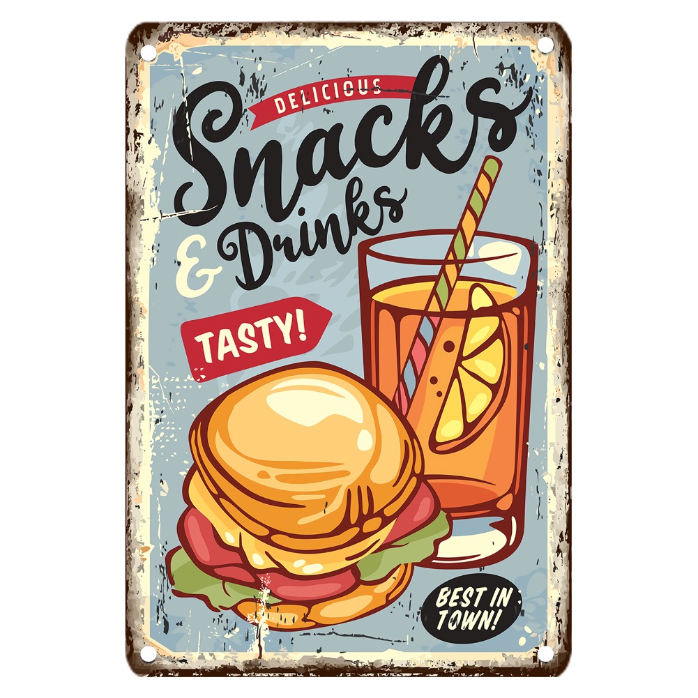 Vintage Food Metal Sign, 12x8  - огляд і ціна Food Snacks Easy